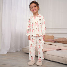 Load image into Gallery viewer, Ecru/Pink Ballerina Woven Button Through Pyjamas (3-8yrs)
