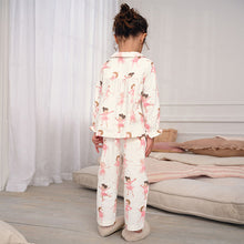 Load image into Gallery viewer, Ecru/Pink Ballerina Woven Button Through Pyjamas (3-8yrs)
