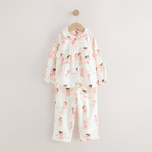 Load image into Gallery viewer, Ecru/Pink Ballerina Woven Button Through Pyjamas (3-8yrs)

