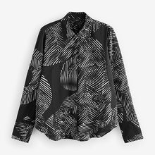 Load image into Gallery viewer, Monochrome Geometric Print Long Sleeve Button Down Shirt
