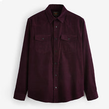 Load image into Gallery viewer, Burgundy Red Cord Twin Pocket Western Long Sleeve 100% Cotton Shirt
