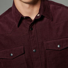 Load image into Gallery viewer, Burgundy Red Cord Twin Pocket Western Long Sleeve 100% Cotton Shirt
