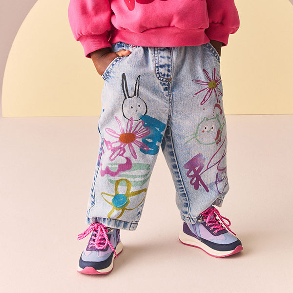 Denim 100% Cotton Graffiti Print Jeans (3mths-5yrs)