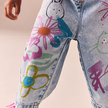 Load image into Gallery viewer, Denim 100% Cotton Graffiti Print Jeans (3mths-5yrs)
