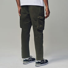 Load image into Gallery viewer, Khaki Green Regular Fit Soft Touch Utility Cargo Trousers
