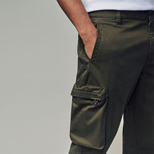 Load image into Gallery viewer, Khaki Green Regular Fit Soft Touch Utility Cargo Trousers
