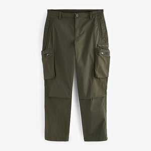 Khaki Green Regular Fit Soft Touch Utility Cargo Trousers