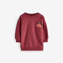 Load image into Gallery viewer, Burgundy Red Dinosaur Spikes Crew Sweatshirt And Joggers Set (3mths-5yrs)
