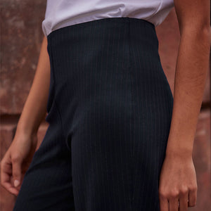 Navy Blue Smoothing Ponte Jersey Wide Leg Trousers