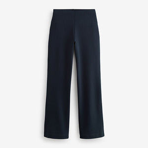 Navy Blue Smoothing Ponte Jersey Wide Leg Trousers