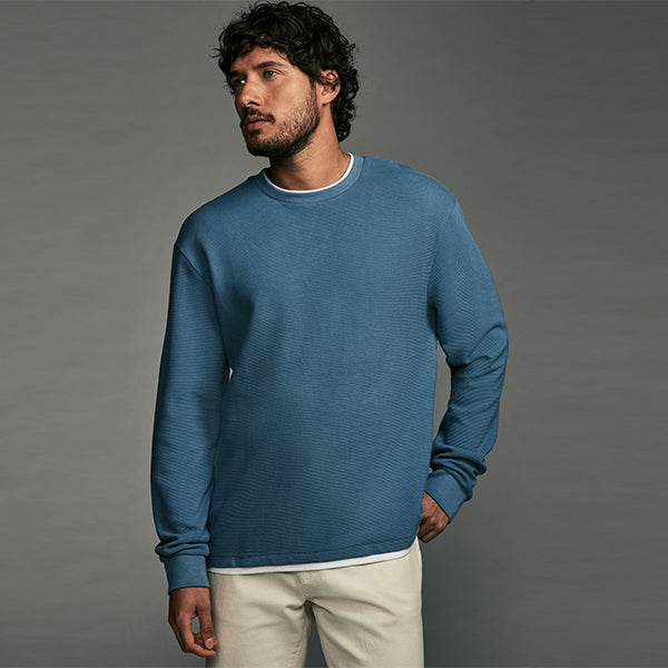 Blue Texture Long Sleeve Mock Layer Jumper