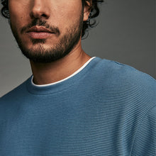 Load image into Gallery viewer, Blue Texture Long Sleeve Mock Layer Jumper
