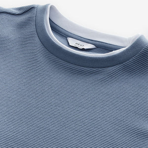 Blue Texture Long Sleeve Mock Layer Jumper
