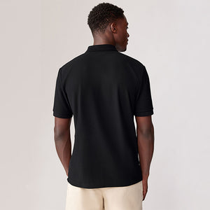 Black/White Vertical Stripe Quarter Zip Polo Shirt