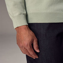 Load image into Gallery viewer, Light Green Regular Fit Knitted Long Sleeve Polo Shirt
