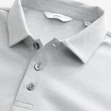 Load image into Gallery viewer, Grey Long Sleeve Smart Button Neck Polo Shirt
