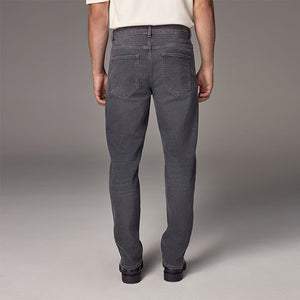 Charcoal Grey Straight Fit Vintage Wash Denim Jeans