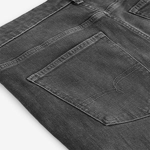 Charcoal Grey Straight Fit Vintage Wash Denim Jeans