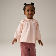 Load image into Gallery viewer, Pink Long Sleeve Gathered Neck Blouse (3mths-6yrs)
