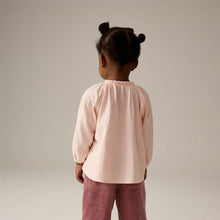 Load image into Gallery viewer, Pink Long Sleeve Gathered Neck Blouse (3mths-6yrs)
