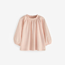 Load image into Gallery viewer, Pink Long Sleeve Gathered Neck Blouse (3mths-6yrs)
