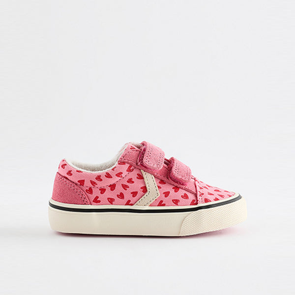 Pink Heart Touch Fasten Strap Printed Trainers