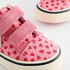 Pink Heart Touch Fasten Strap Printed Trainers