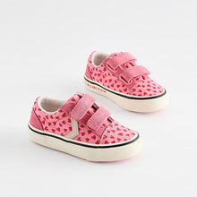 Load image into Gallery viewer, Pink Heart Touch Fasten Strap Printed Trainers
