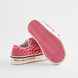Pink Heart Touch Fasten Strap Printed Trainers