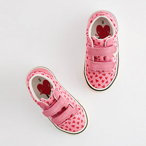 Pink Heart Touch Fasten Strap Printed Trainers