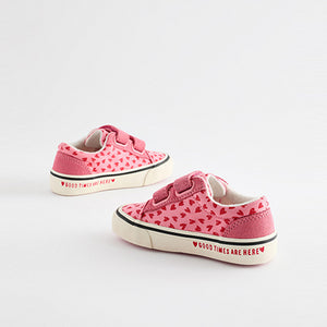 Pink Heart Touch Fasten Strap Printed Trainers
