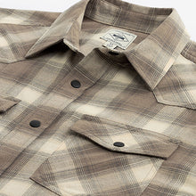 Load image into Gallery viewer, Stone Natural Short Sleeve Check Twin Pocket Western 100% Cotton Shirt
