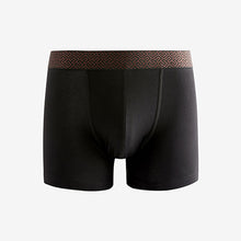 Load image into Gallery viewer, Black Metallic Waistband Cotton Rich Trunk Boxers 4 Pack
