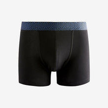 Load image into Gallery viewer, Black Metallic Waistband Cotton Rich Trunk Boxers 4 Pack

