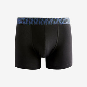 Black Metallic Waistband Cotton Rich Trunk Boxers 4 Pack