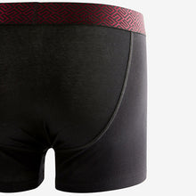 Load image into Gallery viewer, Black Metallic Waistband Cotton Rich Trunk Boxers 4 Pack
