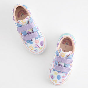 White Character Touch Fasten Strap Printed Trainers