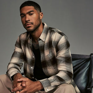 Black/White Check Long Sleeve 100% Cotton Oxford Shirt