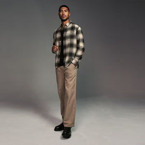 Black/White Check Long Sleeve 100% Cotton Oxford Shirt