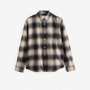Black/White Check Long Sleeve 100% Cotton Oxford Shirt