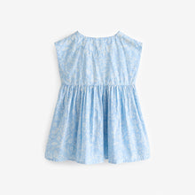 Load image into Gallery viewer, Blue Floral 100% Cotton Button Through Summer Dress (2-4yrs)
