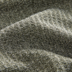 Green Waffle Textured Long Sleeve Grandad T-Shirt