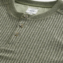 Load image into Gallery viewer, Green Waffle Textured Long Sleeve Grandad T-Shirt
