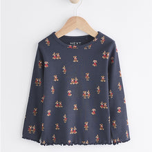 Load image into Gallery viewer, Navy Bunny Cotton Rich Long Sleeve Rib T-Shirt (3mths-6yrs)
