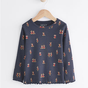 Navy Bunny Cotton Rich Long Sleeve Rib T-Shirt (3mths-6yrs)