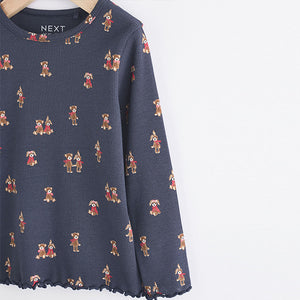 Navy Bunny Cotton Rich Long Sleeve Rib T-Shirt (3mths-6yrs)
