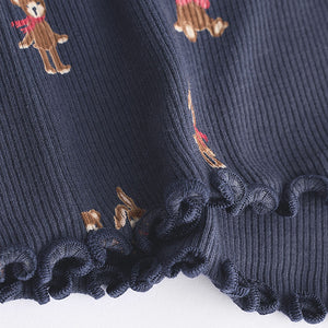 Navy Bunny Cotton Rich Long Sleeve Rib T-Shirt (3mths-6yrs)