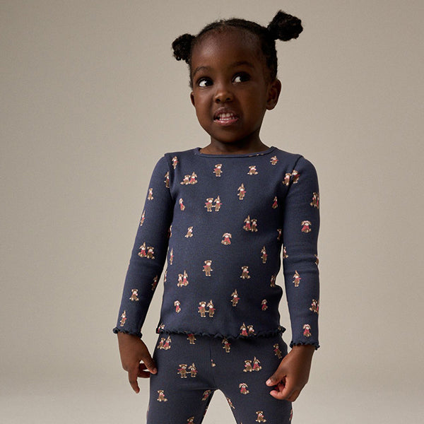 Navy Bunny Cotton Rich Long Sleeve Rib T-Shirt (3mths-6yrs)