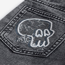 Load image into Gallery viewer, Grey Wide Fit 100% Cotton Graffiti Denim Jeans
