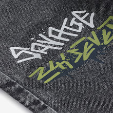 Load image into Gallery viewer, Grey Wide Fit 100% Cotton Graffiti Denim Jeans
